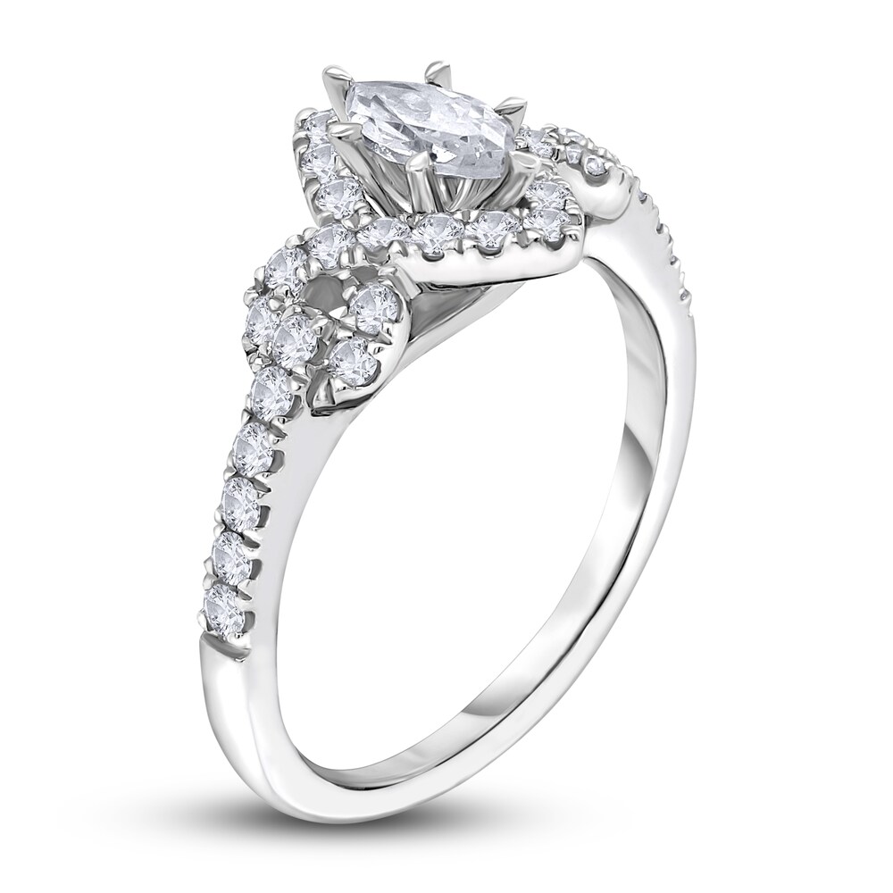 Diamond Engagement Ring 3/4 ct tw Marquise/Round 14K White Gold Tn8xpBcv Diamond Engagement Ring 3/4 ct tw Marquise/Round 14K White Gold Tn8xpBcv
