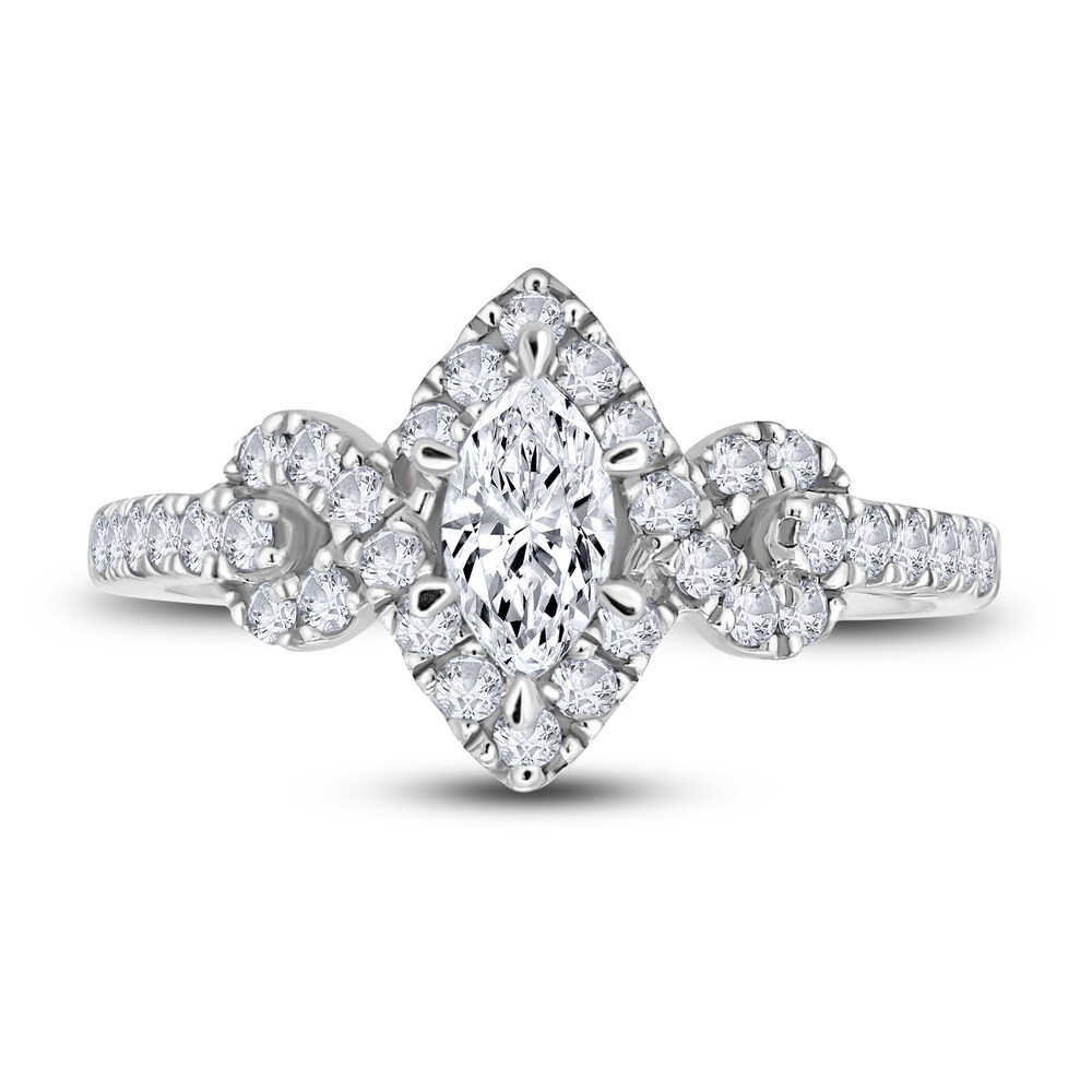 Diamond Engagement Ring 3/4 ct tw Marquise/Round 14K White Gold Tn8xpBcv Diamond Engagement Ring 3/4 ct tw Marquise/Round 14K White Gold Tn8xpBcv