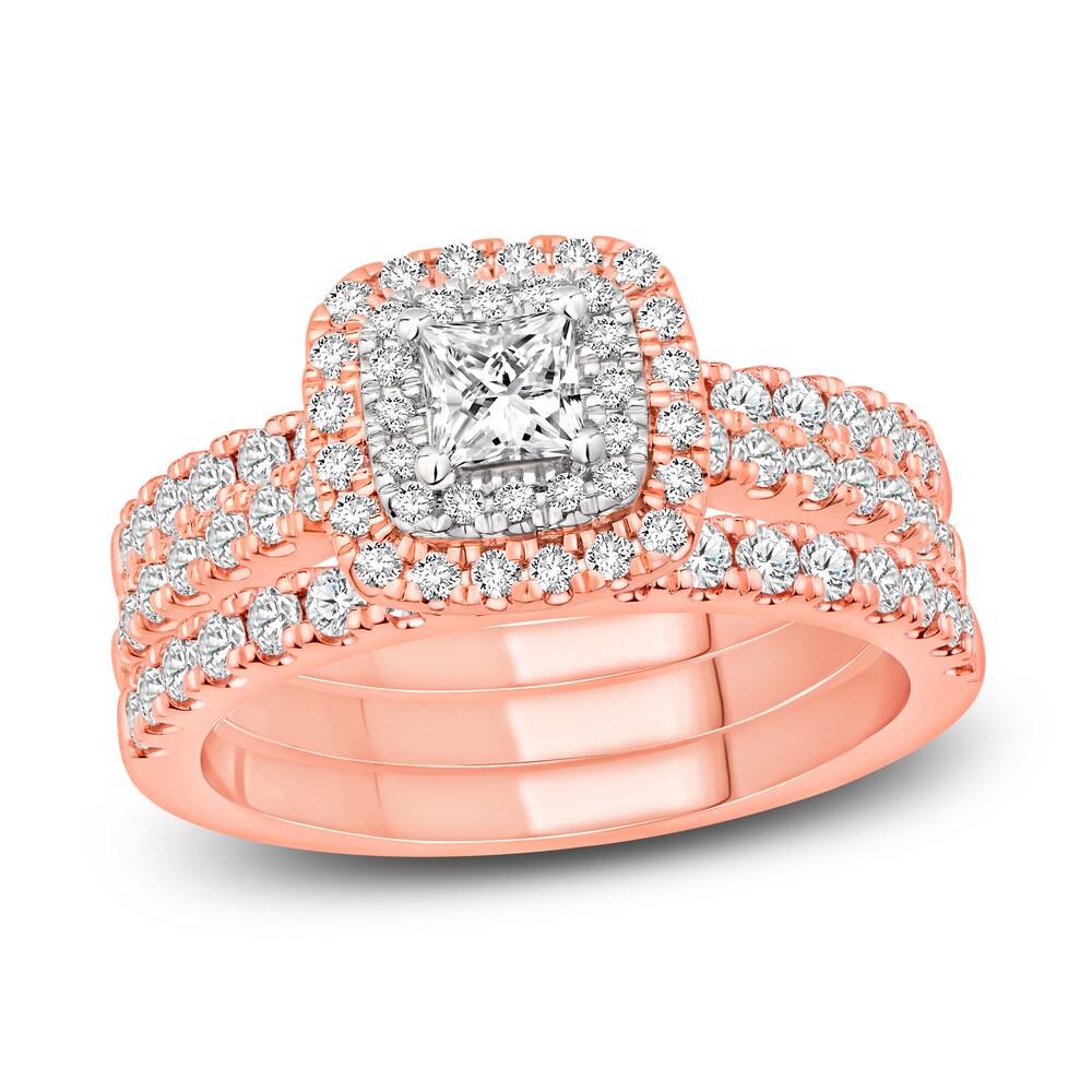 Diamond Bridal Set 1-1/5 ct tw Princess/Round 14K Two-Tone Gold U82he4ji Diamond Bridal Set 1-1/5 ct tw Princess/Round 14K Two-Tone Gold U82he4ji