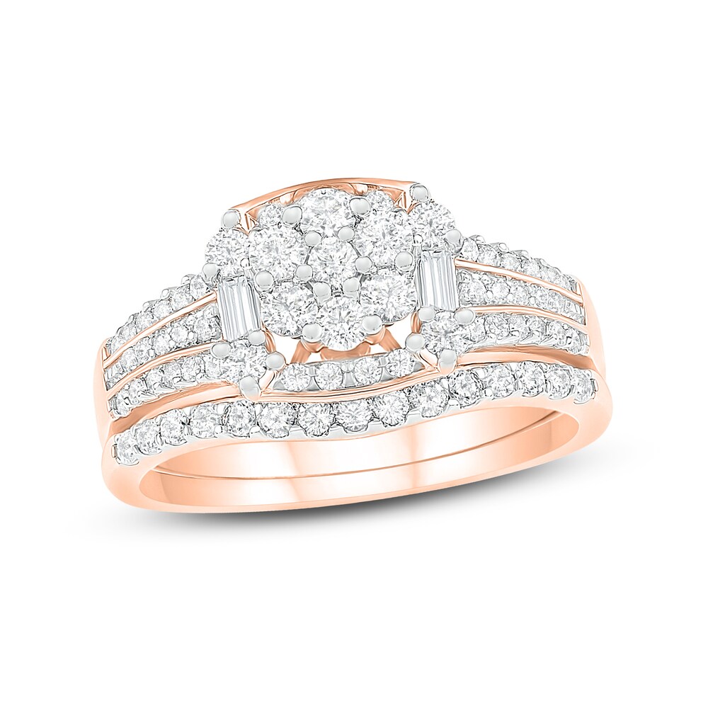 Diamond Bridal Set 7/8 ct tw Baguette/Round 14K Rose Gold UEP1cG8m Diamond Bridal Set 7/8 ct tw Baguette/Round 14K Rose Gold UEP1cG8m