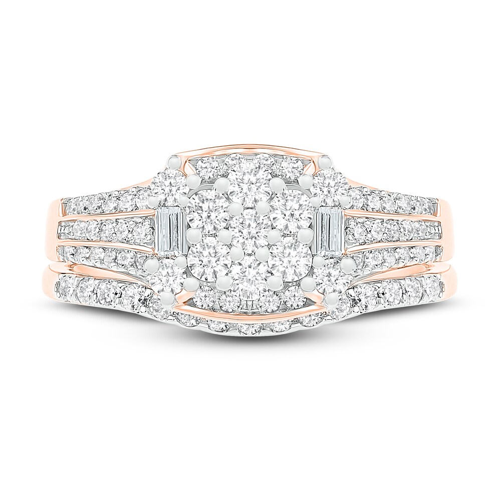 Diamond Bridal Set 7/8 ct tw Baguette/Round 14K Rose Gold UEP1cG8m Diamond Bridal Set 7/8 ct tw Baguette/Round 14K Rose Gold UEP1cG8m
