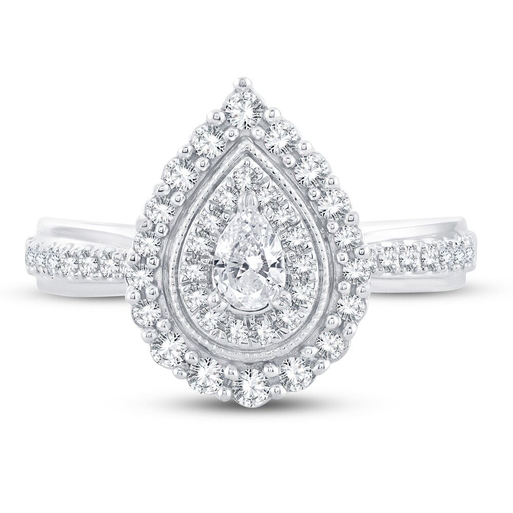 Diamond Ring 5/8 ct tw Pear-shaped 14K White Gold UNmzRgZG Diamond Ring 5/8 ct tw Pear-shaped 14K White Gold UNmzRgZG
