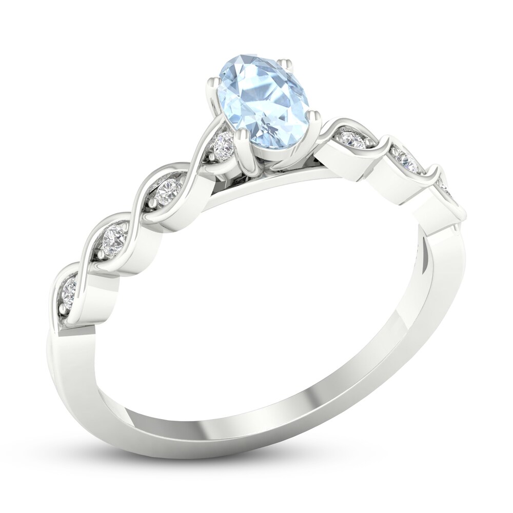 Natural Aquamarine Engagement Ring 1/15 ct tw Diamonds 14K White Gold Uig3FlsX Natural Aquamarine Engagement Ring 1/15 ct tw Diamonds 14K White Gold Uig3FlsX
