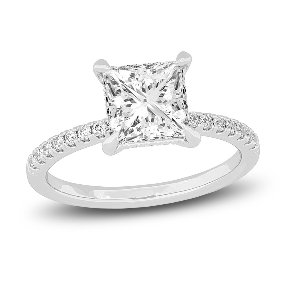 Lab-Created Diamond Engagement Ring 2-1/4 ct tw Princess/Round 14K White Gold UnCj113P Lab-Created Diamond Engagement Ring 2-1/4 ct tw Princess/Round 14K White Gold UnCj113P