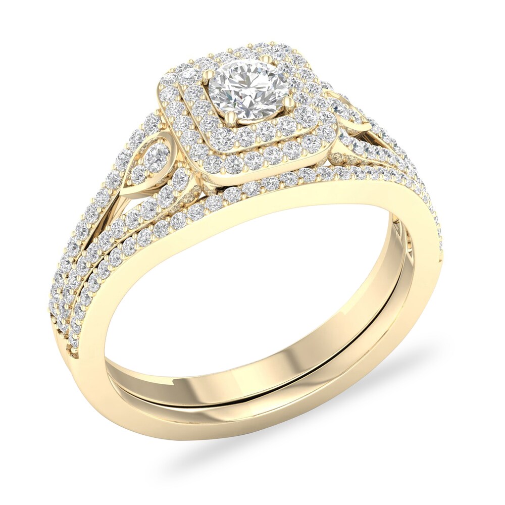 Diamond Bridal Set 5/8 ct tw Round 14K Yellow Gold VcLC4ZS9 Diamond Bridal Set 5/8 ct tw Round 14K Yellow Gold VcLC4ZS9