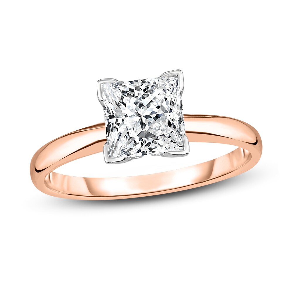 Diamond Solitaire Ring 1 ct tw Princess 14K Rose Gold (I1/I) ViHfLiFv Diamond Solitaire Ring 1 ct tw Princess 14K Rose Gold (I1/I) ViHfLiFv