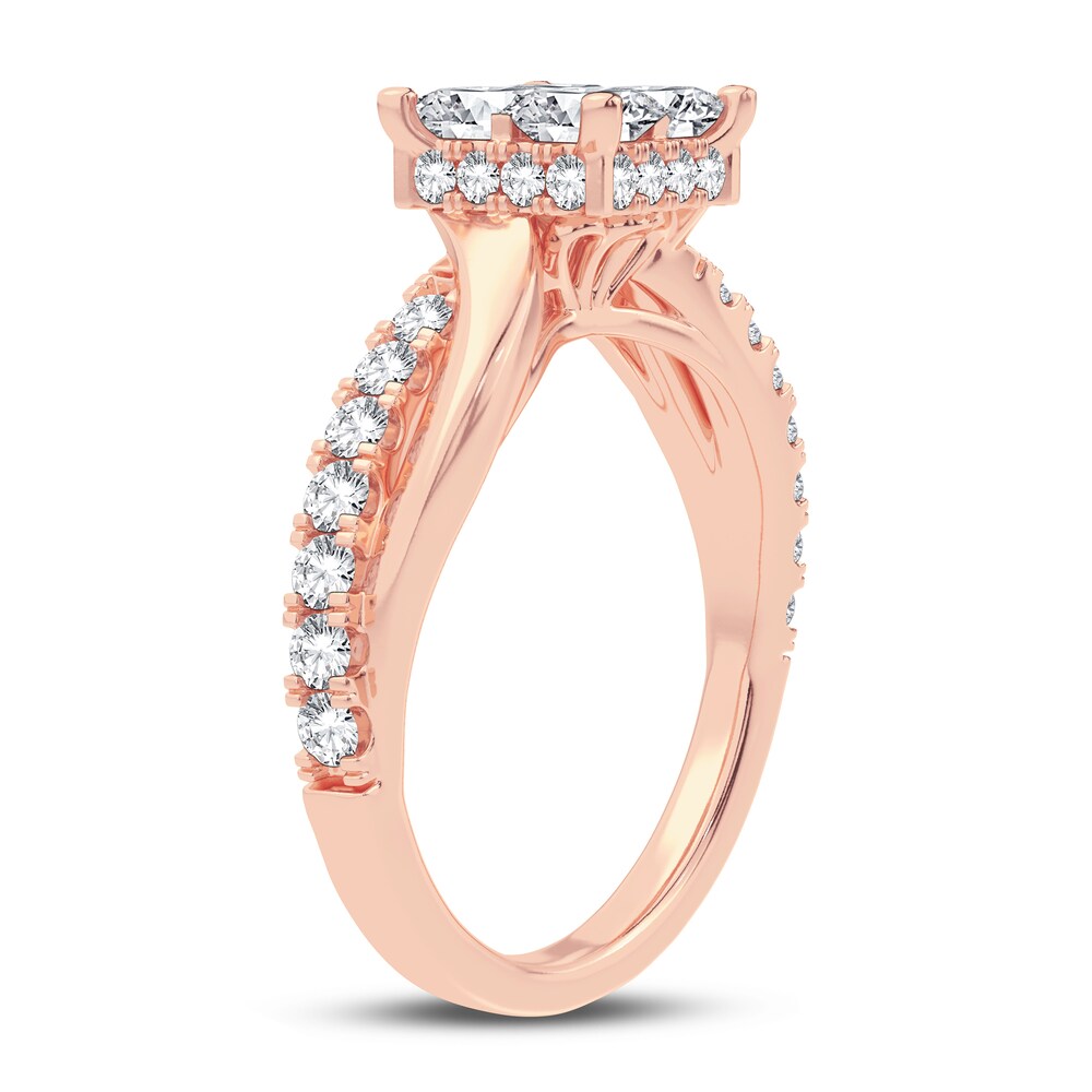 Diamond Engagement Ring 1-1/4 ct tw Princess/Round 14K Rose Gold VjVjlVfZ Diamond Engagement Ring 1-1/4 ct tw Princess/Round 14K Rose Gold VjVjlVfZ