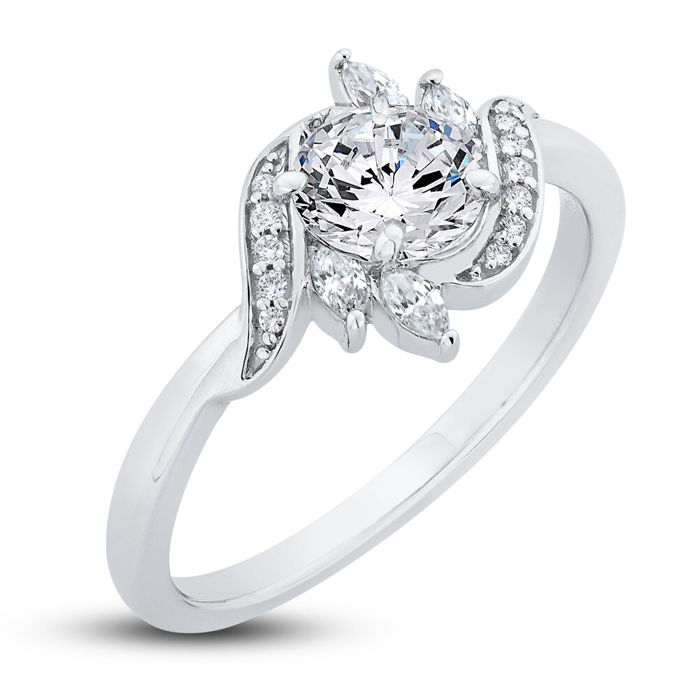 Diamond Engagement Ring 5/8 ct tw Round/Marquise 14K White Gold VlcWT4Q2 Diamond Engagement Ring 5/8 ct tw Round/Marquise 14K White Gold VlcWT4Q2