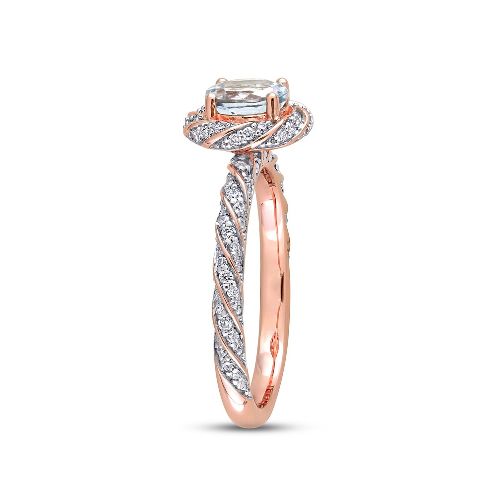 Natural Aquamarine Engagement Ring 1/4 ct tw Round 14K Rose Gold VsnlNep1 Natural Aquamarine Engagement Ring 1/4 ct tw Round 14K Rose Gold VsnlNep1