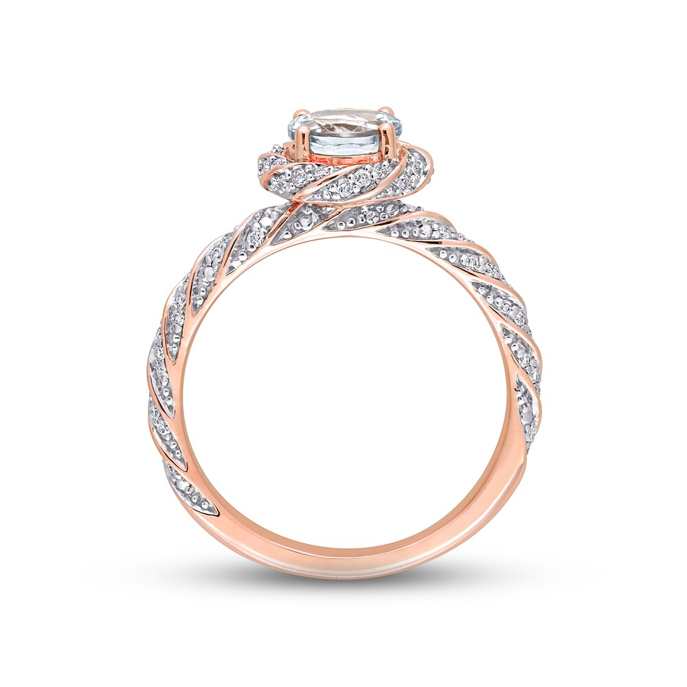 Natural Aquamarine Engagement Ring 1/4 ct tw Round 14K Rose Gold VsnlNep1 Natural Aquamarine Engagement Ring 1/4 ct tw Round 14K Rose Gold VsnlNep1