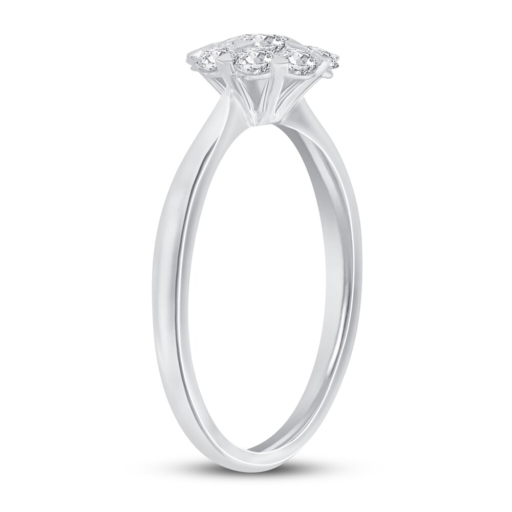 Diamond Engagement Ring 5/8 ct tw Princess/Round 14K White Gold WM11paLo Diamond Engagement Ring 5/8 ct tw Princess/Round 14K White Gold WM11paLo