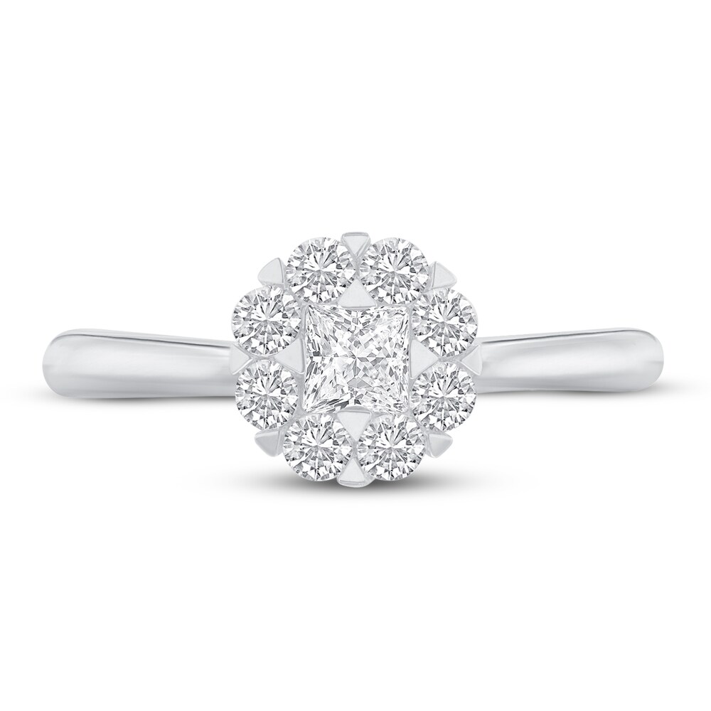 Diamond Engagement Ring 5/8 ct tw Princess/Round 14K White Gold WM11paLo Diamond Engagement Ring 5/8 ct tw Princess/Round 14K White Gold WM11paLo