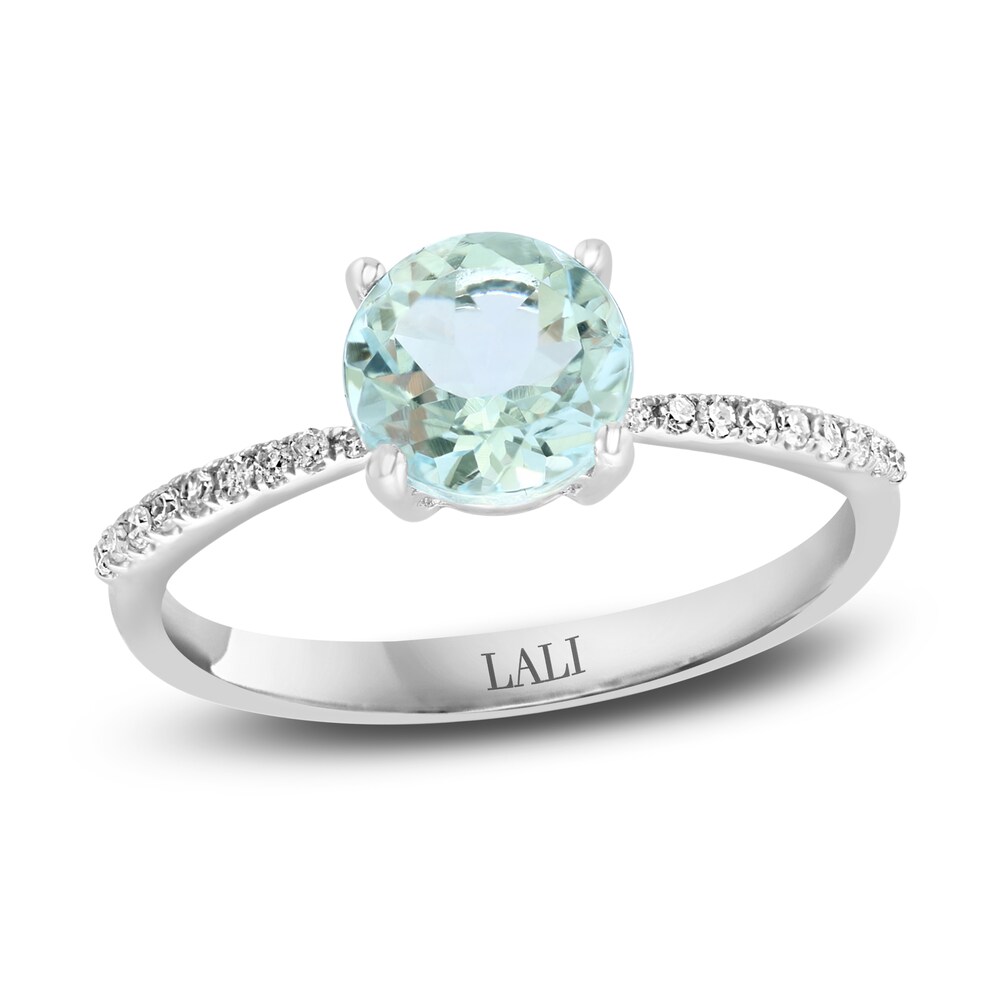 LALI Jewels Natural Aquamarine Engagement Ring 1/15 ct tw Diamonds 14K White Gold XBNoD1A7 LALI Jewels Natural Aquamarine Engagement Ring 1/15 ct tw Diamonds 14K White Gold XBNoD1A7