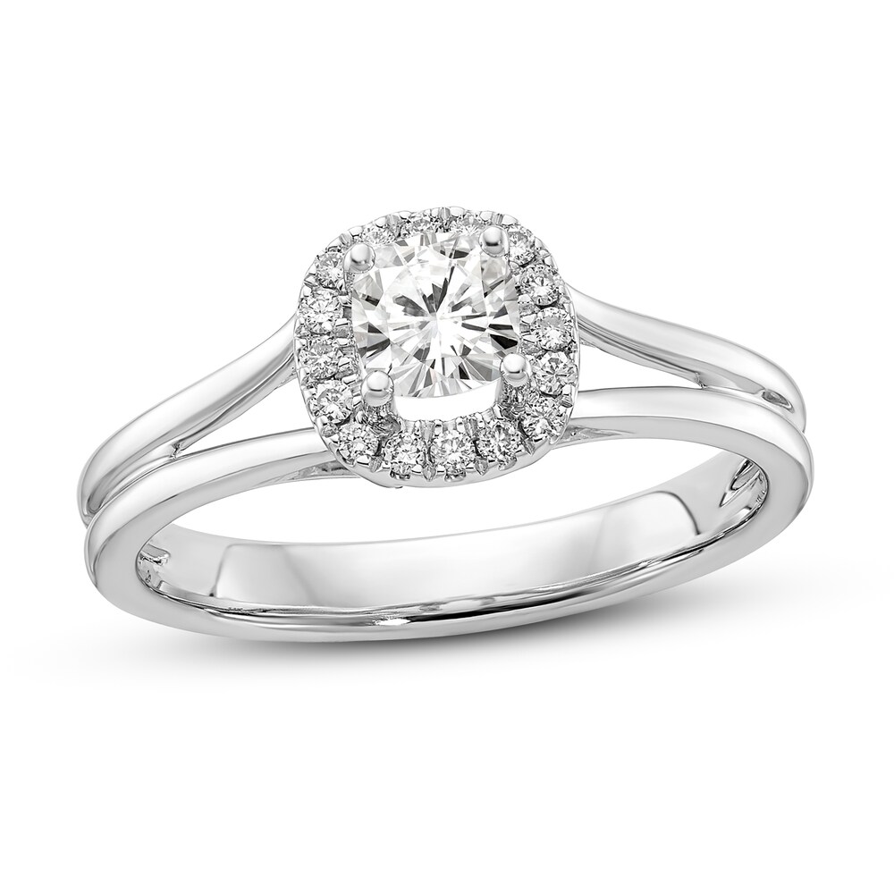 Diamond Halo Engagement Ring 1/2 ct tw Cushion/Round 14K White Gold XLgw0zcG Diamond Halo Engagement Ring 1/2 ct tw Cushion/Round 14K White Gold XLgw0zcG