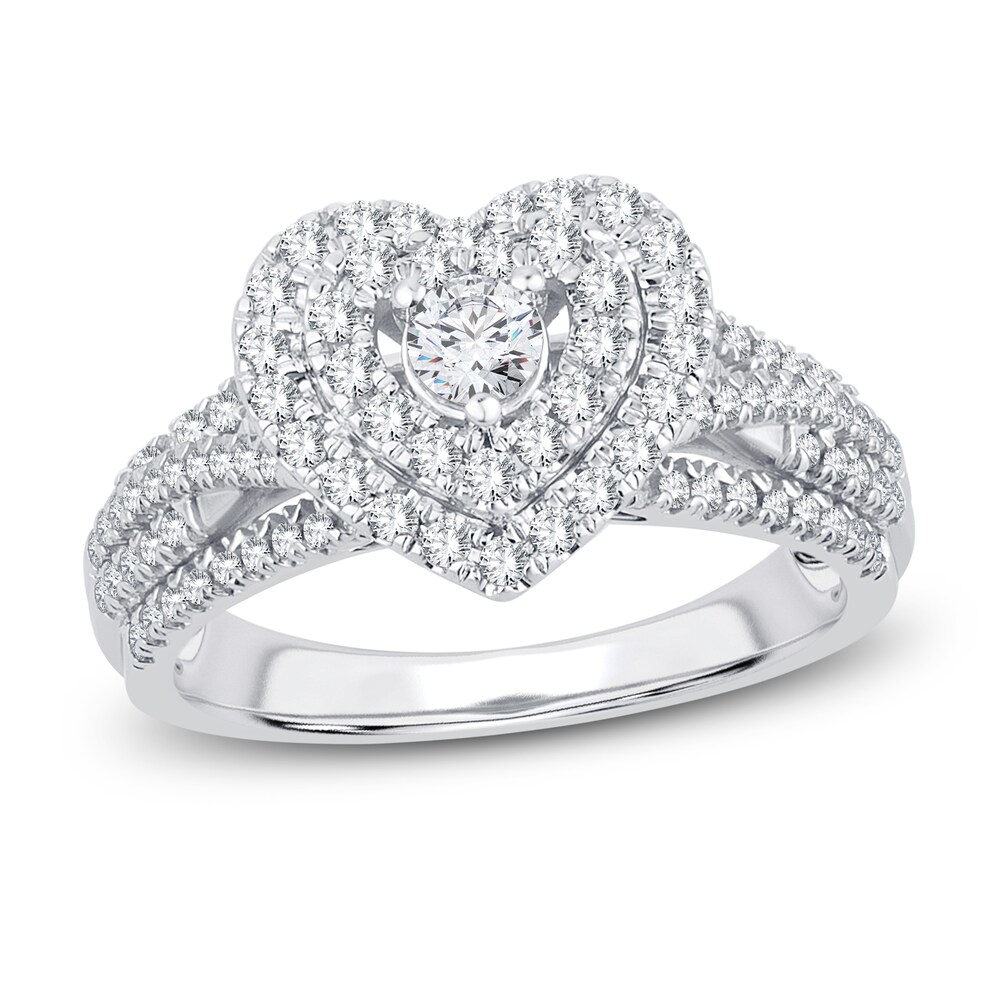 Diamond Heart Ring 3/4 ct tw Round 14K White Gold XufSMPPE