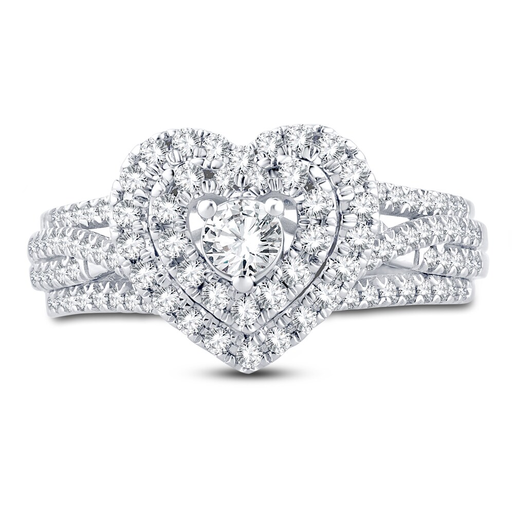 Diamond Heart Ring 3/4 ct tw Round 14K White Gold XufSMPPE Diamond Heart Ring 3/4 ct tw Round 14K White Gold XufSMPPE