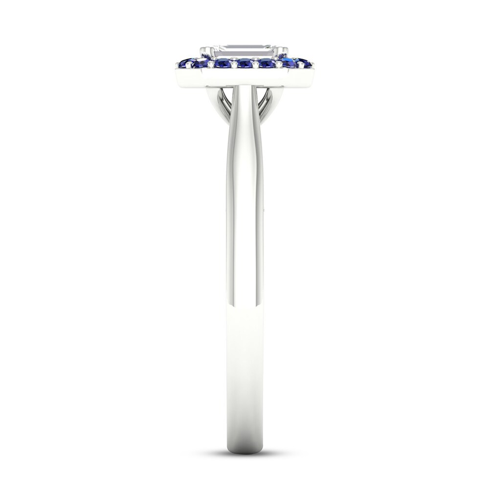 Diamond & Natural Blue Sapphire Engagement Ring 1/4 ct tw Emerald-cut 14K White Gold Y3ZwAWTI Diamond & Natural Blue Sapphire Engagement Ring 1/4 ct tw Emerald-cut 14K White Gold Y3ZwAWTI