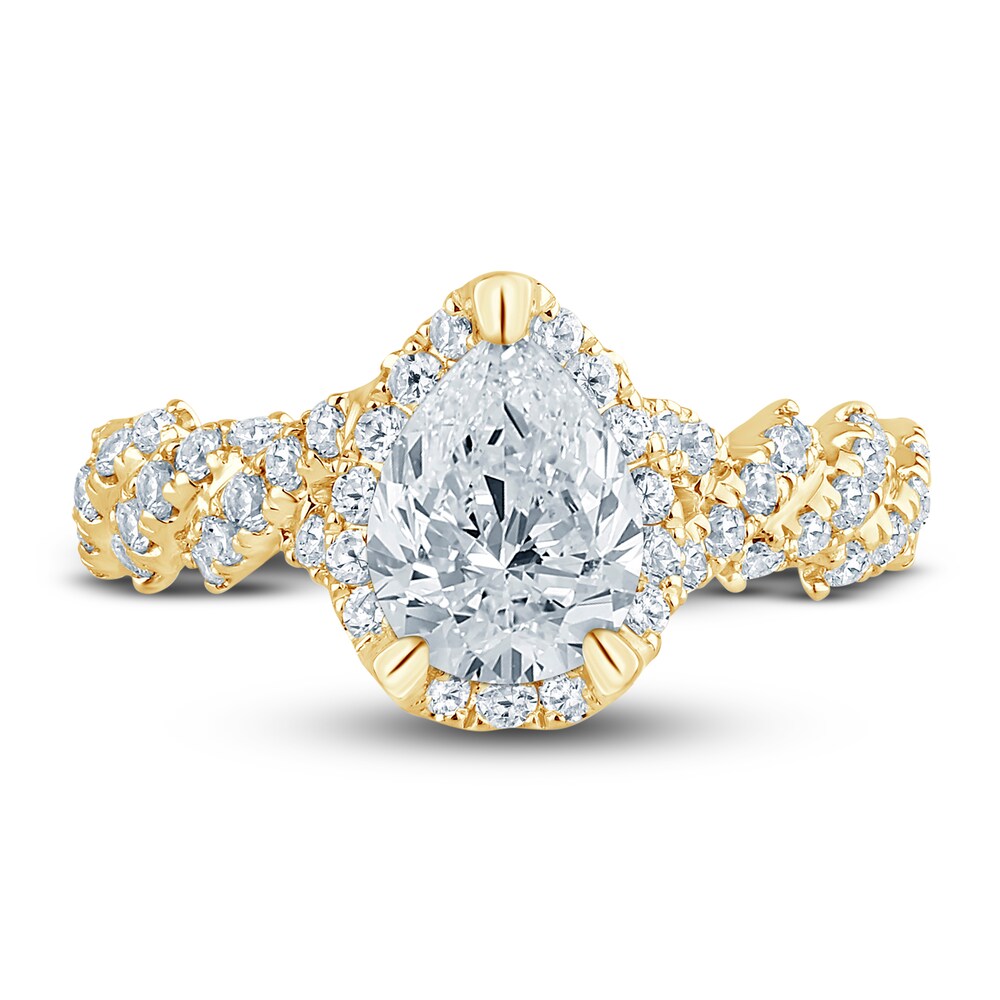 Pnina Tornai Lab-Created Diamond Engagement Ring 2-1/5 ct tw Pear/Round 14K Yellow Gold YCNi0Eml Pnina Tornai Lab-Created Diamond Engagement Ring 2-1/5 ct tw Pear/Round 14K Yellow Gold YCNi0Eml