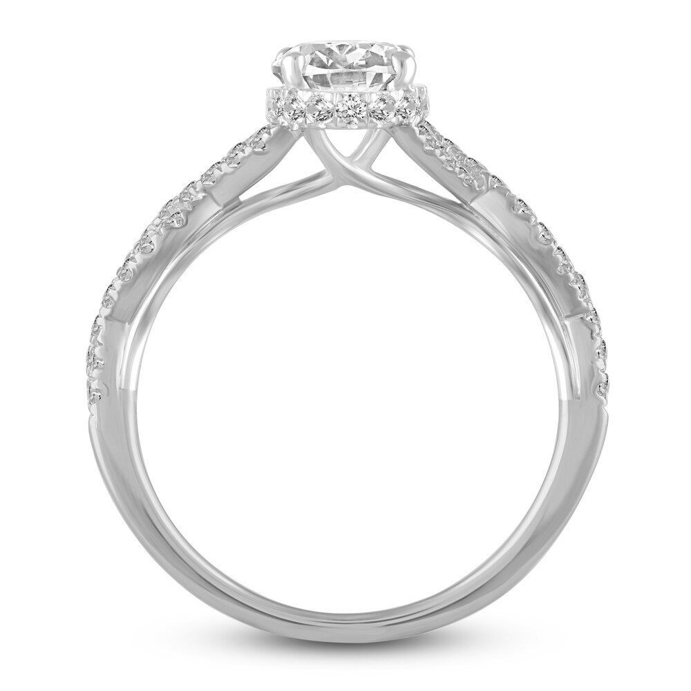 Diamond Twist Engagement Ring 1-3/8 ct tw Oval/Round 14K White Gold YFcD6e0D Diamond Twist Engagement Ring 1-3/8 ct tw Oval/Round 14K White Gold YFcD6e0D