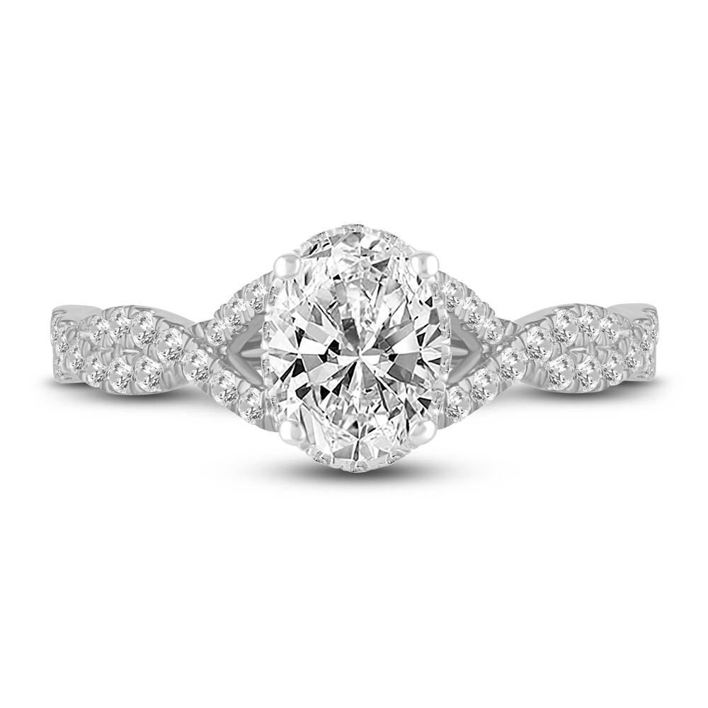 Diamond Twist Engagement Ring 1-3/8 ct tw Oval/Round 14K White Gold YFcD6e0D Diamond Twist Engagement Ring 1-3/8 ct tw Oval/Round 14K White Gold YFcD6e0D