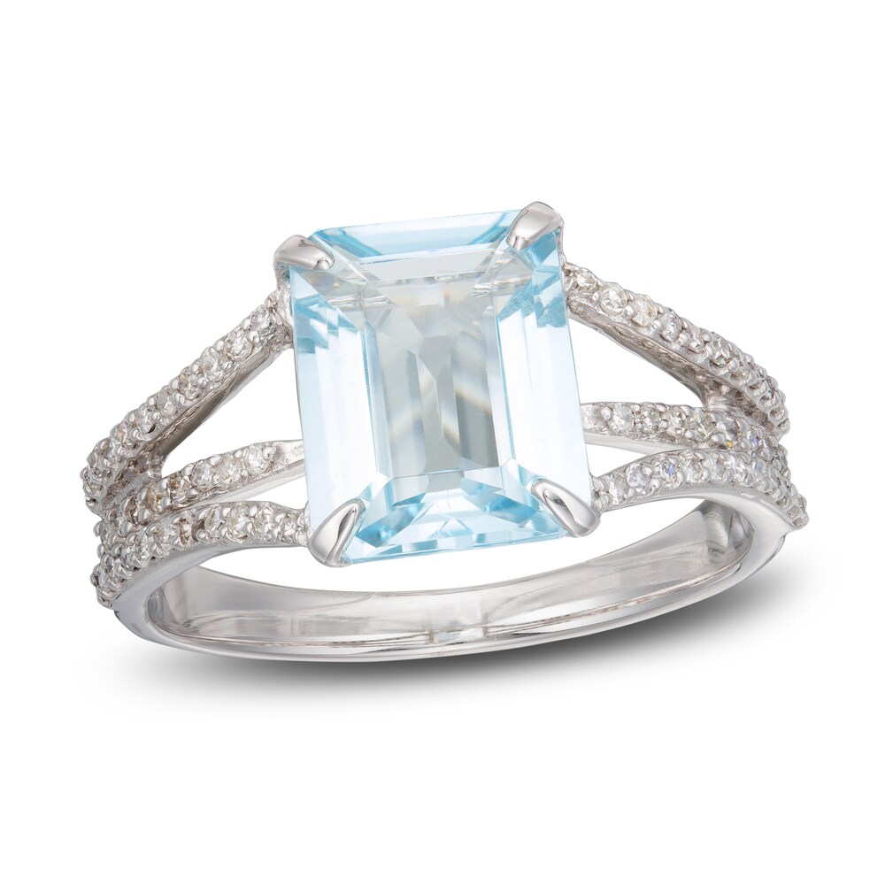 LALI Jewels Natural Aquamarine Engagement Ring 1/4 ct tw Diamonds 14K White Gold YTOqjznf LALI Jewels Natural Aquamarine Engagement Ring 1/4 ct tw Diamonds 14K White Gold YTOqjznf