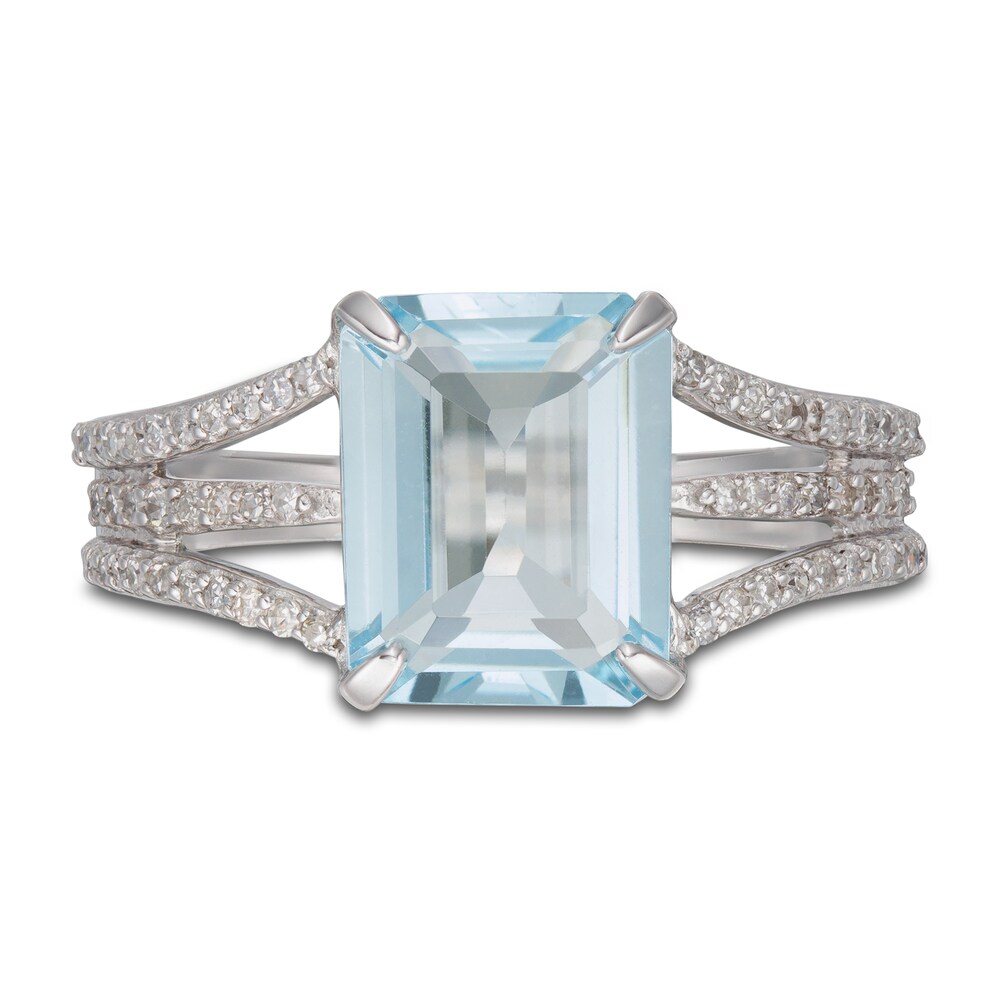 LALI Jewels Natural Aquamarine Engagement Ring 1/4 ct tw Diamonds 14K White Gold YTOqjznf LALI Jewels Natural Aquamarine Engagement Ring 1/4 ct tw Diamonds 14K White Gold YTOqjznf