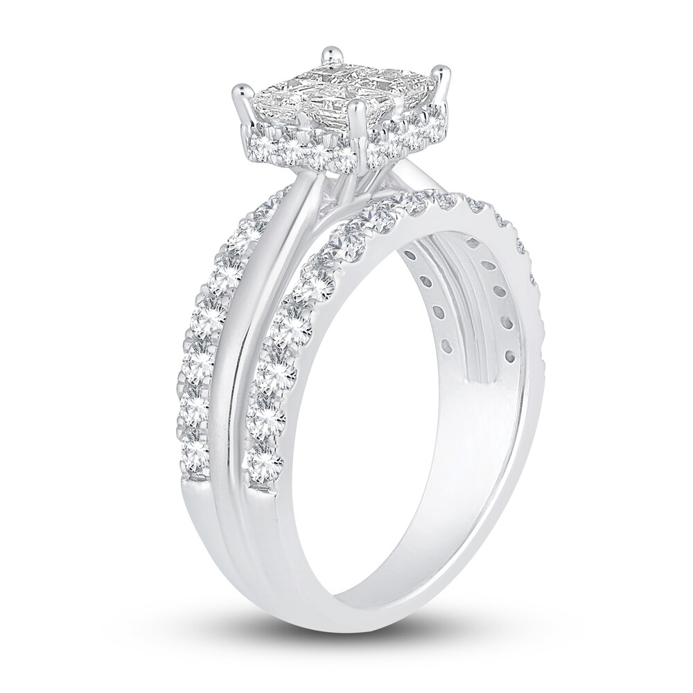 Diamond Engagement Ring 2 ct tw Princess/Round 14K White Gold YbCk1NgI Diamond Engagement Ring 2 ct tw Princess/Round 14K White Gold YbCk1NgI