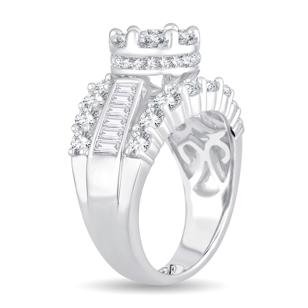Diamond Ring 3 ct tw Round/Baguette 14K White Gold YsNCyfpI Diamond Ring 3 ct tw Round/Baguette 14K White Gold YsNCyfpI