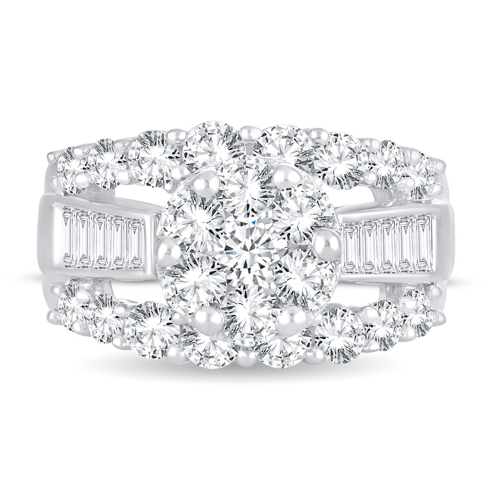 Diamond Ring 3 ct tw Round/Baguette 14K White Gold YsNCyfpI Diamond Ring 3 ct tw Round/Baguette 14K White Gold YsNCyfpI