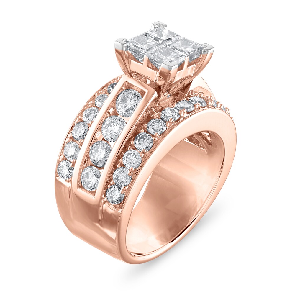Diamond Engagement Ring 3-1/2 ct tw Princess/Round 14K Rose Gold YwPhIXXQ Diamond Engagement Ring 3-1/2 ct tw Princess/Round 14K Rose Gold YwPhIXXQ