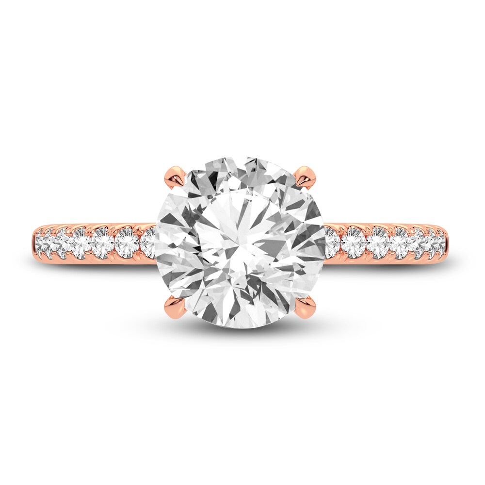 Lab-Created Diamond Engagement Ring 2-1/4 ct tw Round 14K Rose Gold Z5cD6rEF Lab-Created Diamond Engagement Ring 2-1/4 ct tw Round 14K Rose Gold Z5cD6rEF