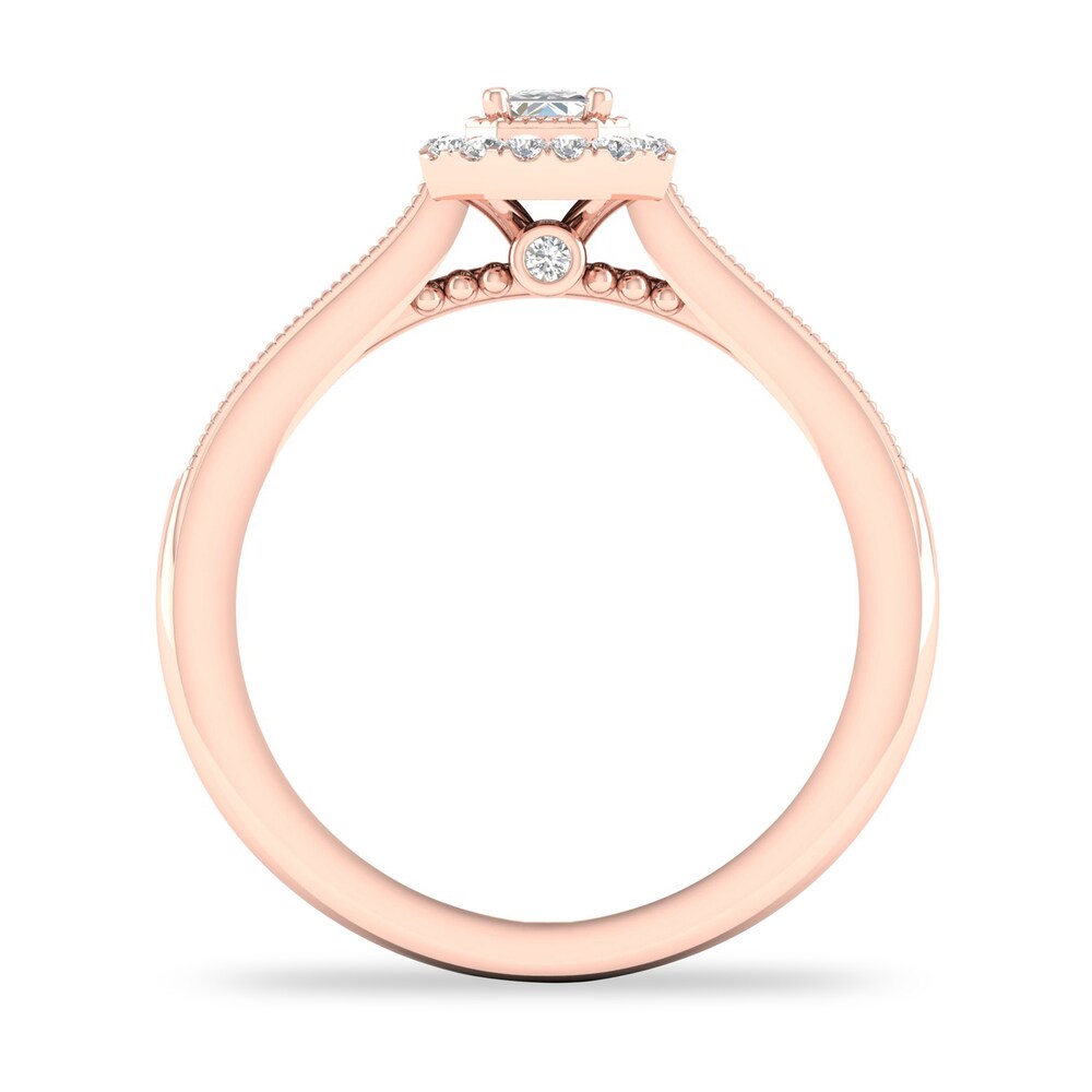 Diamond Ring 1/3 ct tw Emerald/Round-cut 14K Rose Gold Z6QmLNbR Diamond Ring 1/3 ct tw Emerald/Round-cut 14K Rose Gold Z6QmLNbR