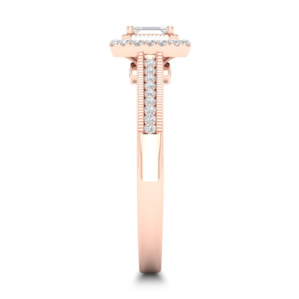 Diamond Ring 1/3 ct tw Emerald/Round-cut 14K Rose Gold Z6QmLNbR Diamond Ring 1/3 ct tw Emerald/Round-cut 14K Rose Gold Z6QmLNbR