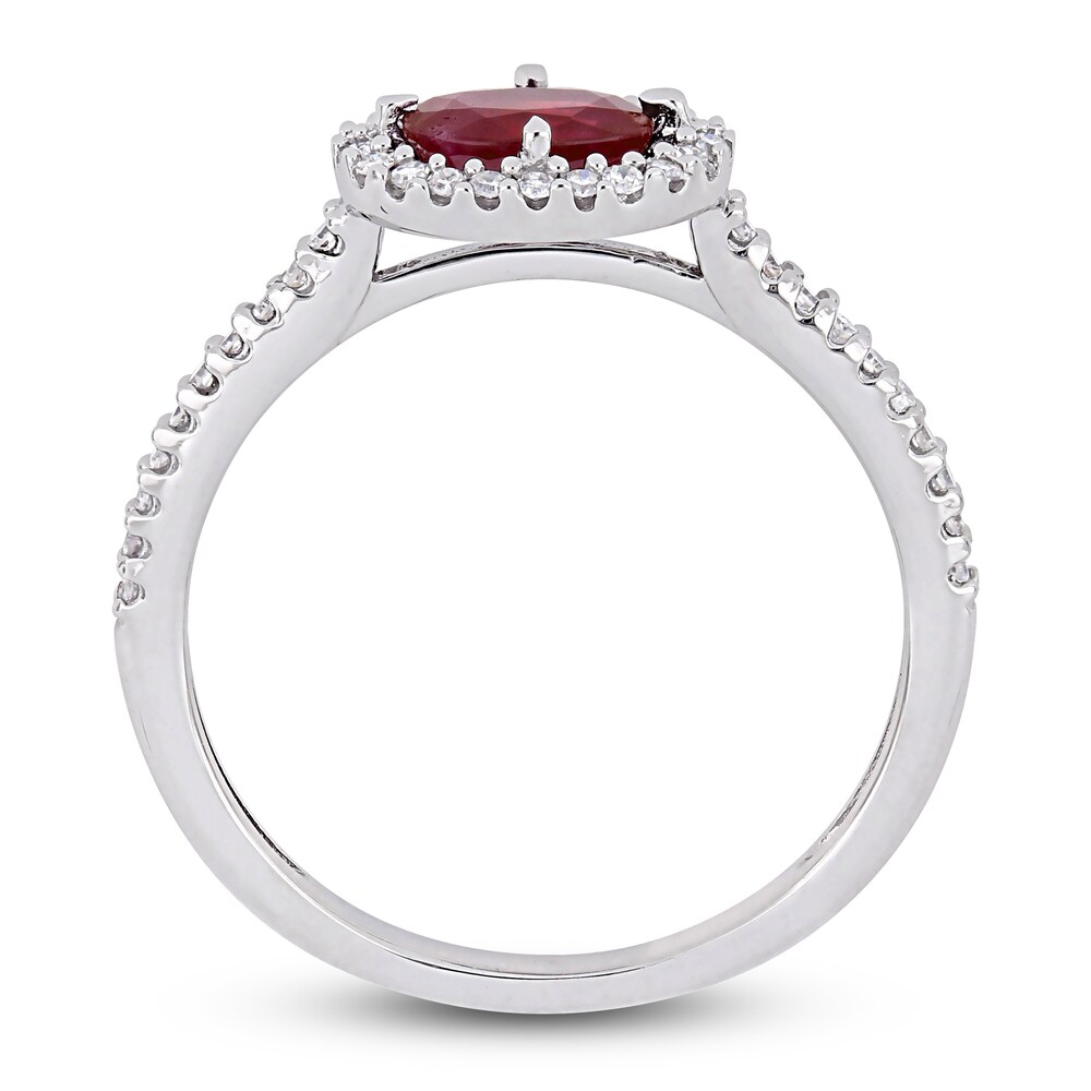 Natural Ruby Halo Engagement Ring 1/5 ct tw Diamonds 14K White Gold ZDlUMUAL Natural Ruby Halo Engagement Ring 1/5 ct tw Diamonds 14K White Gold ZDlUMUAL