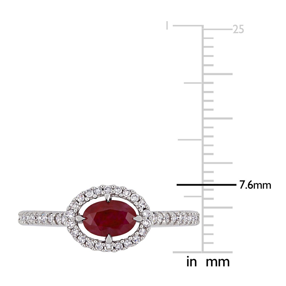 Natural Ruby Halo Engagement Ring 1/5 ct tw Diamonds 14K White Gold ZDlUMUAL Natural Ruby Halo Engagement Ring 1/5 ct tw Diamonds 14K White Gold ZDlUMUAL