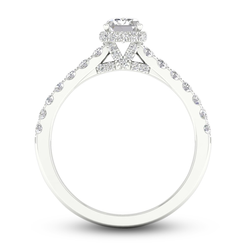 Diamond Engagement Ring 1-1/2 ct tw Emerald/Round 14K White Gold ZTMT9tA4 Diamond Engagement Ring 1-1/2 ct tw Emerald/Round 14K White Gold ZTMT9tA4