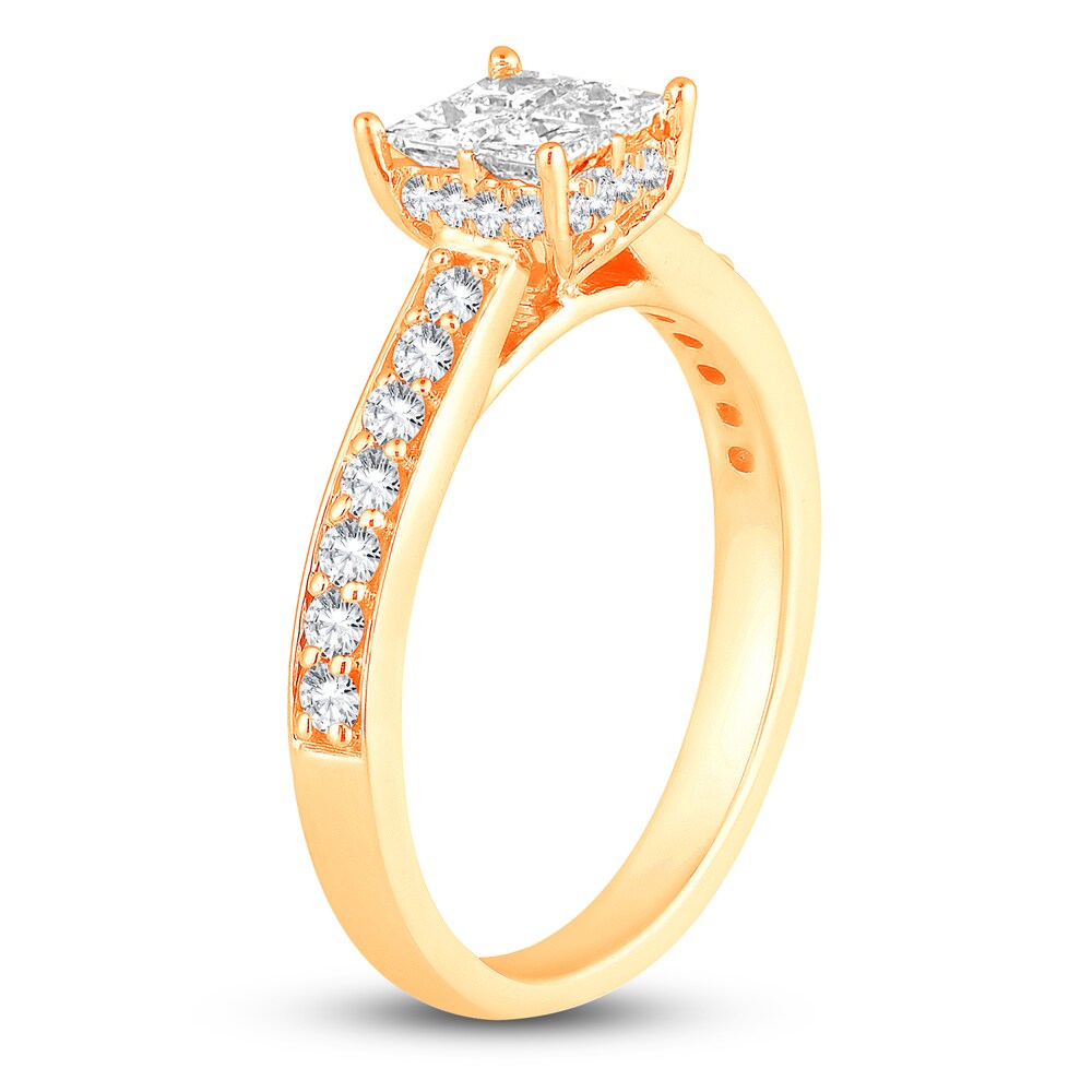 Diamond Engagement Ring 7/8 ct tw Princess/Round 14K Yellow Gold ZV6hDRr8 Diamond Engagement Ring 7/8 ct tw Princess/Round 14K Yellow Gold ZV6hDRr8