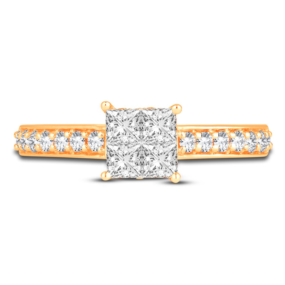 Diamond Engagement Ring 7/8 ct tw Princess/Round 14K Yellow Gold ZV6hDRr8 Diamond Engagement Ring 7/8 ct tw Princess/Round 14K Yellow Gold ZV6hDRr8