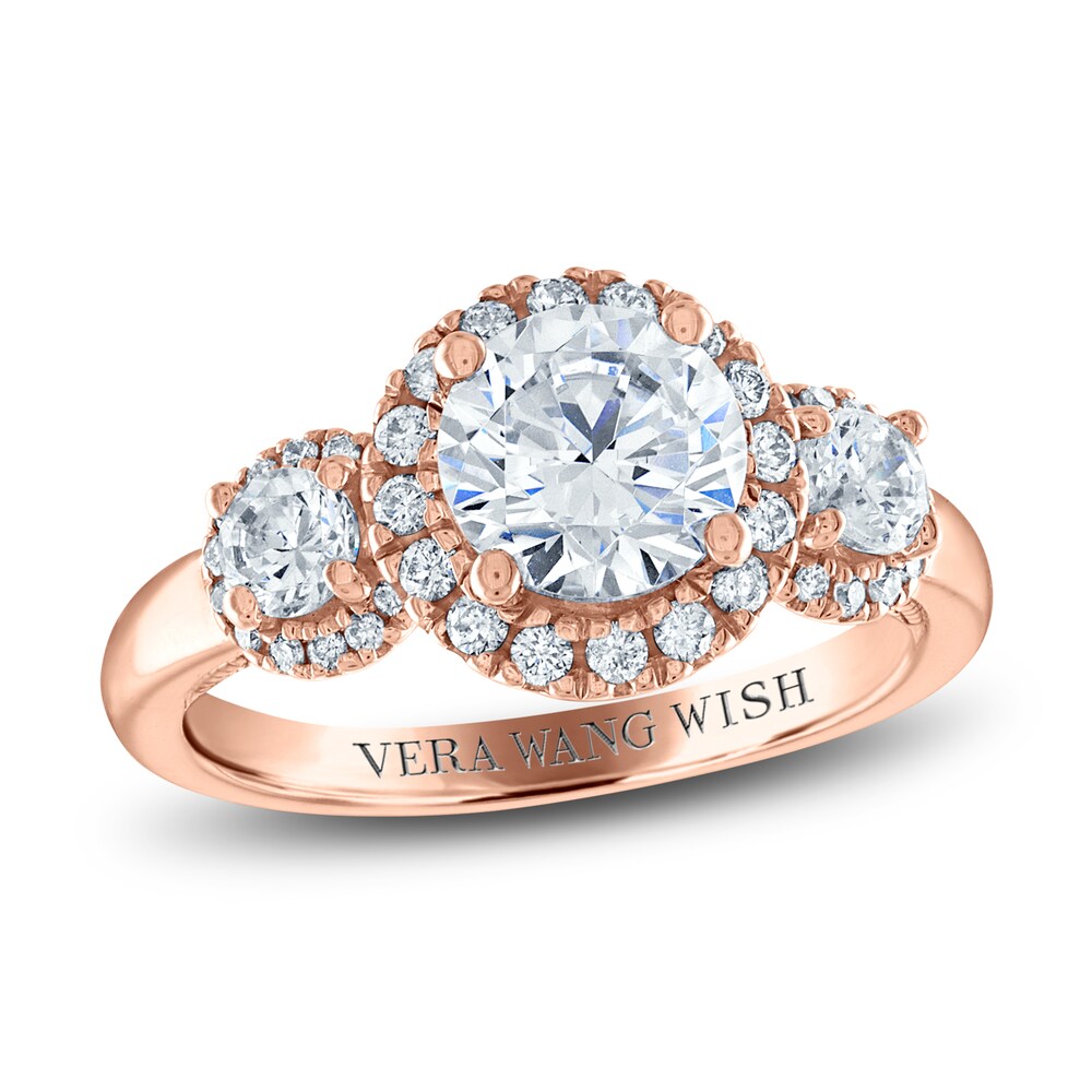 Vera Wang WISH Diamond Engagement Ring 2-1/4 ct tw Round 18K Rose Gold ZaYNuuje