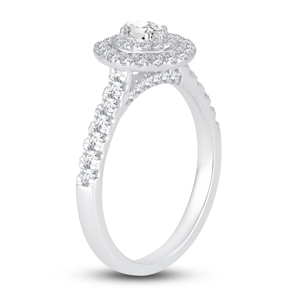 Diamond Double Halo Engagement Ring 3/4 ct tw Oval/Round 14K White Gold ZcHvt55v Diamond Double Halo Engagement Ring 3/4 ct tw Oval/Round 14K White Gold ZcHvt55v