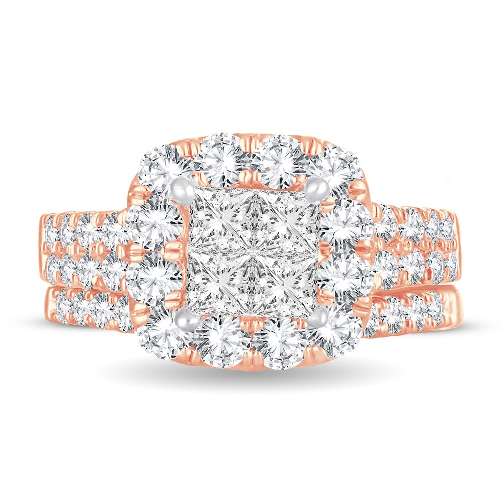 Diamond Bridal Set 2 ct tw Princess 14K Rose Gold ZxRy6RNA Diamond Bridal Set 2 ct tw Princess 14K Rose Gold ZxRy6RNA