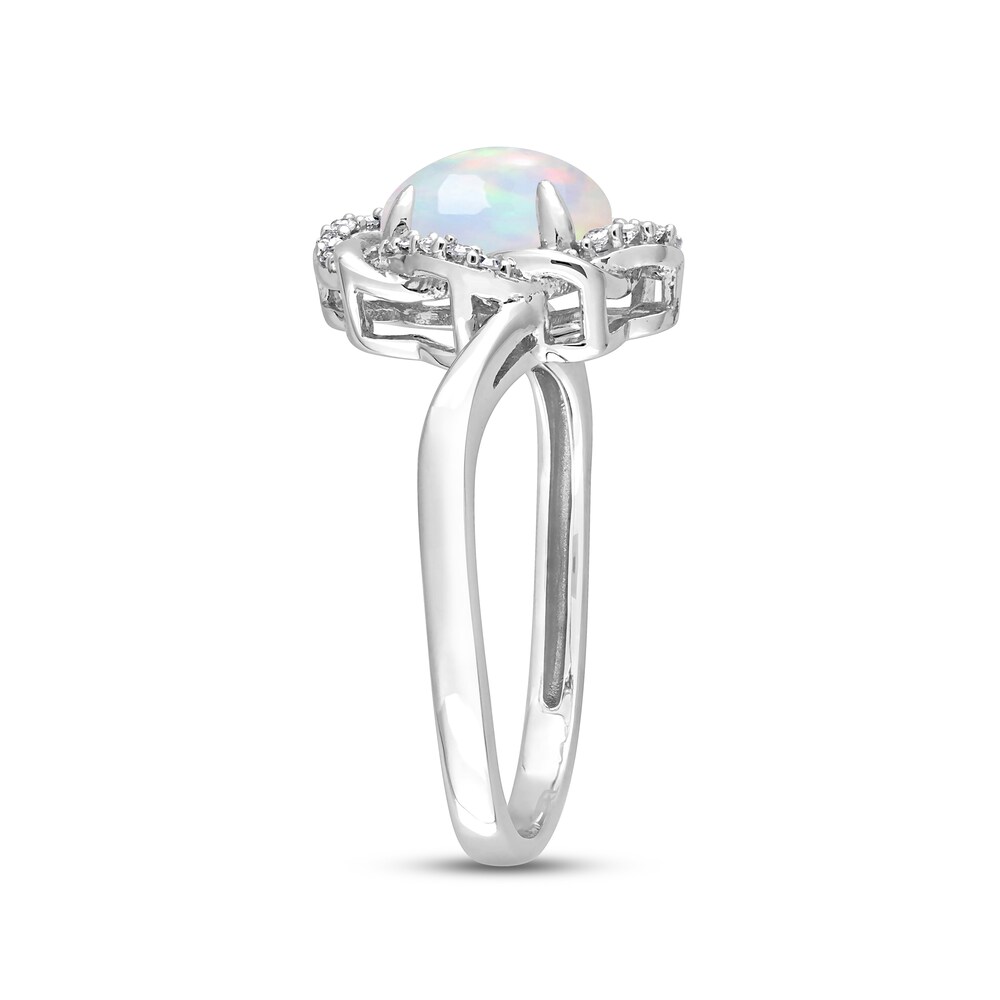 Created White Opal Engagement Ring 1/10 ct tw Round 10K White Gold aMpphtHg Created White Opal Engagement Ring 1/10 ct tw Round 10K White Gold aMpphtHg