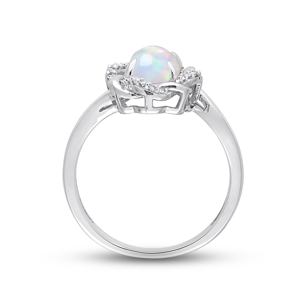 Created White Opal Engagement Ring 1/10 ct tw Round 10K White Gold aMpphtHg Created White Opal Engagement Ring 1/10 ct tw Round 10K White Gold aMpphtHg
