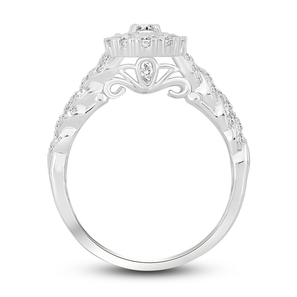 Diamond Engagement Ring 7/8 ct tw Oval/Round 14K White Gold aYLATupB Diamond Engagement Ring 7/8 ct tw Oval/Round 14K White Gold aYLATupB