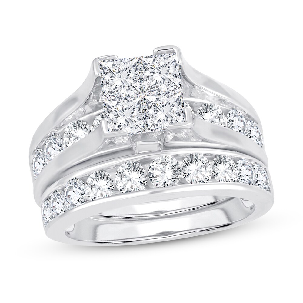 Diamond Bridal Set 2-7/8 ct tw Round/Princess 14K White Gold ahPZctdT Diamond Bridal Set 2-7/8 ct tw Round/Princess 14K White Gold ahPZctdT