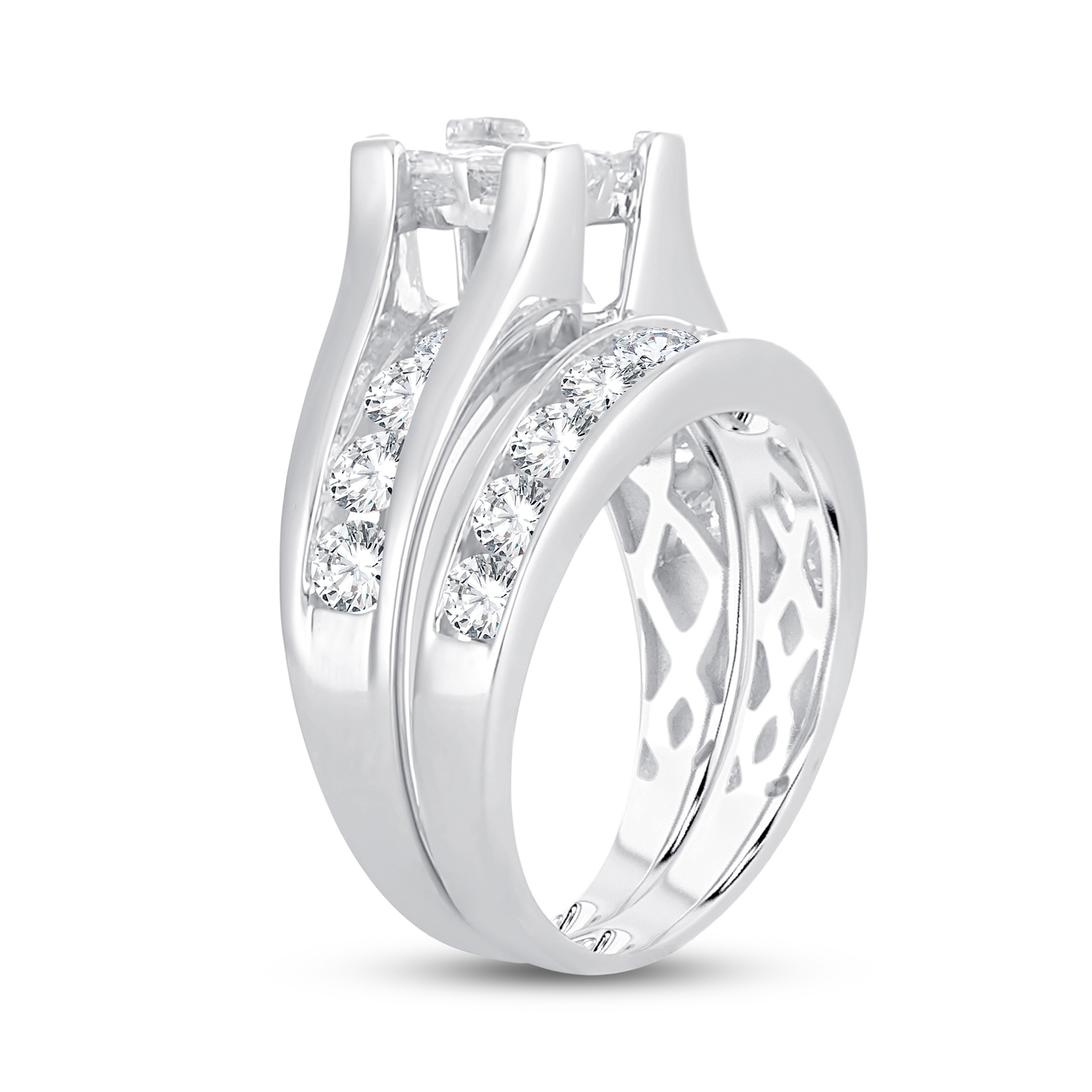 Diamond Bridal Set 2-7/8 ct tw Round/Princess 14K White Gold ahPZctdT Diamond Bridal Set 2-7/8 ct tw Round/Princess 14K White Gold ahPZctdT