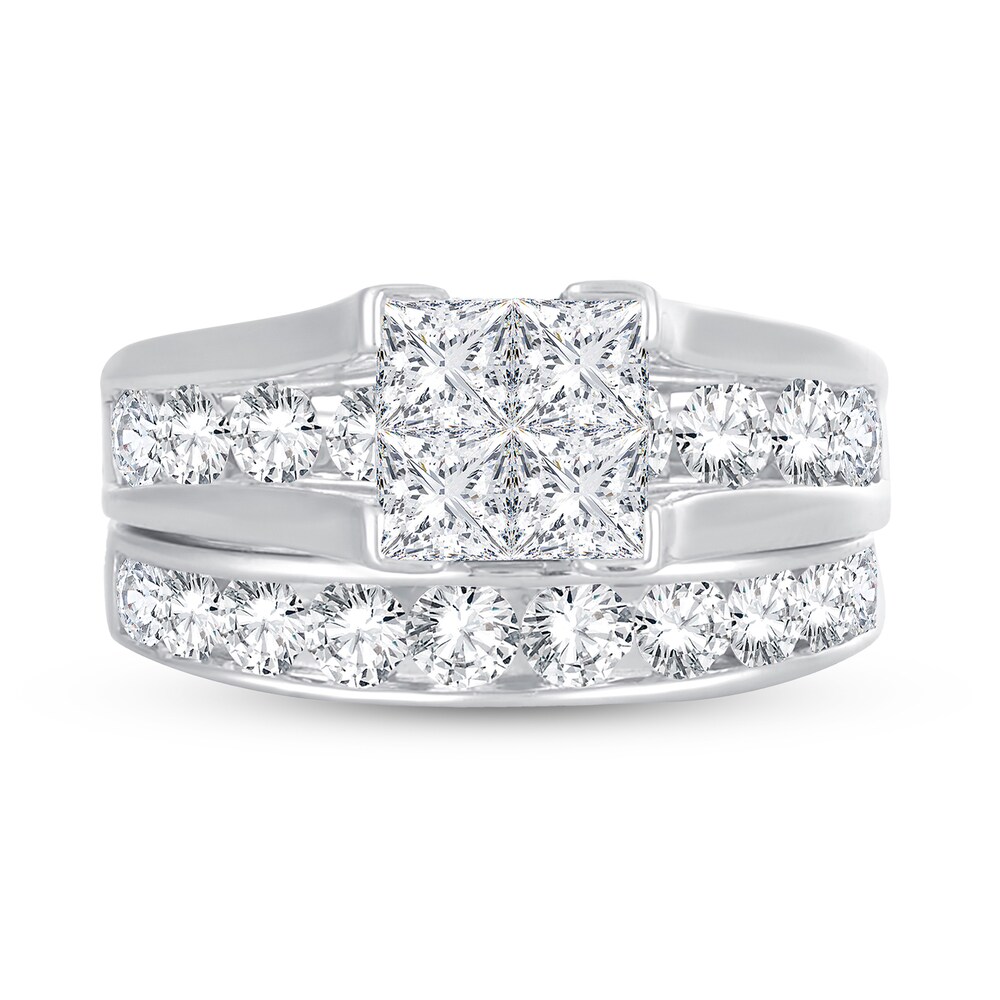 Diamond Bridal Set 2-7/8 ct tw Round/Princess 14K White Gold ahPZctdT Diamond Bridal Set 2-7/8 ct tw Round/Princess 14K White Gold ahPZctdT