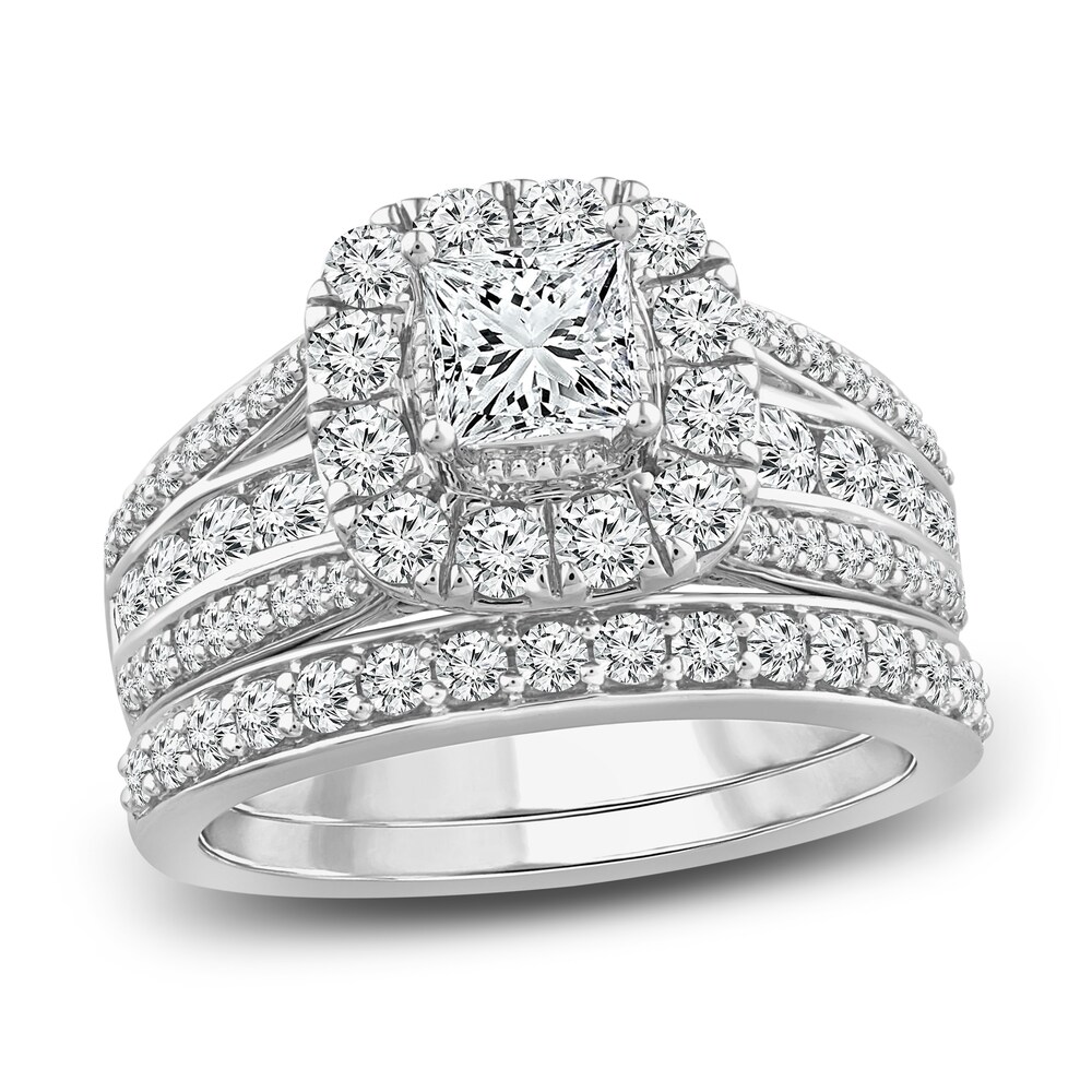 Diamond Bridal Set 2 ct tw Princess/Round 14K White Gold ansOb8Z0 Diamond Bridal Set 2 ct tw Princess/Round 14K White Gold ansOb8Z0