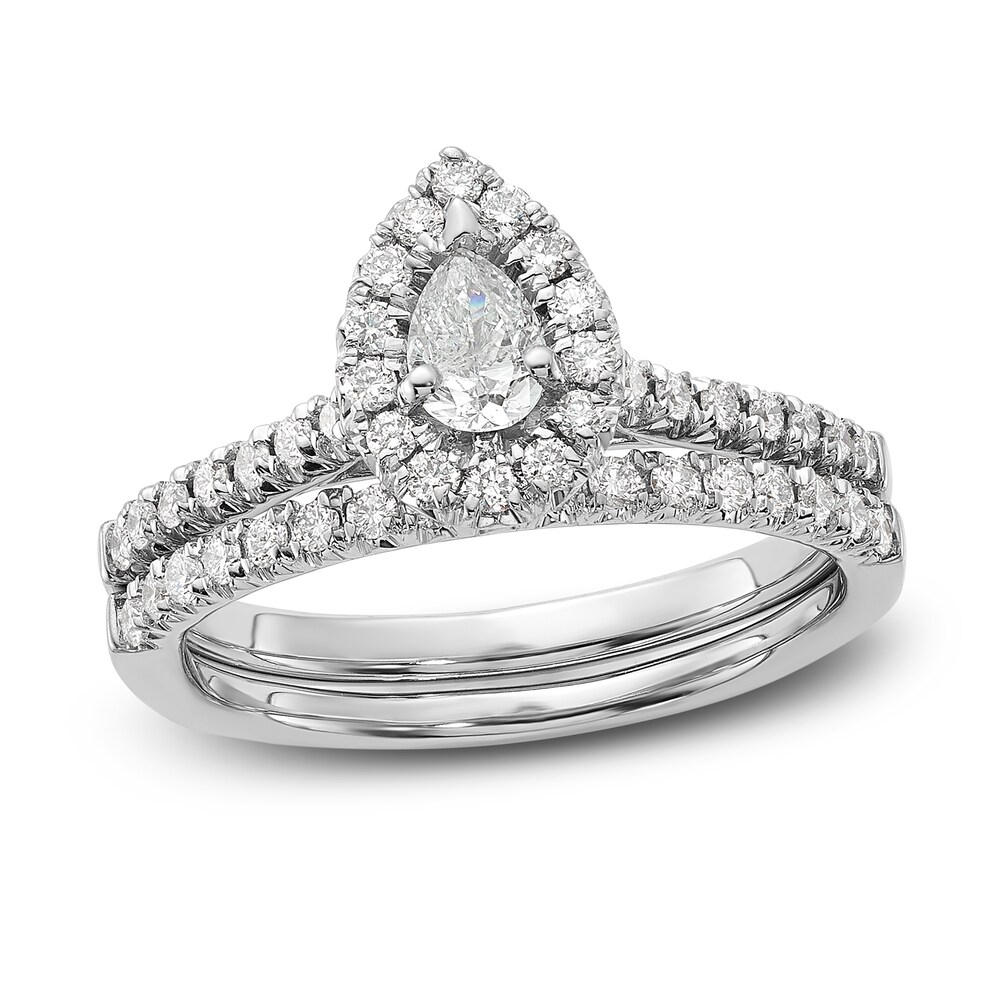 Diamond Bridal Set 3/4 ct tw Pear-shaped/Round 14K White Gold b1VhDZnw