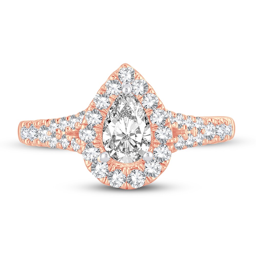 Diamond Engagement Ring 1-1/4 ct tw Round/Pear-shaped 14K Rose Gold b38eaJVT Diamond Engagement Ring 1-1/4 ct tw Round/Pear-shaped 14K Rose Gold b38eaJVT